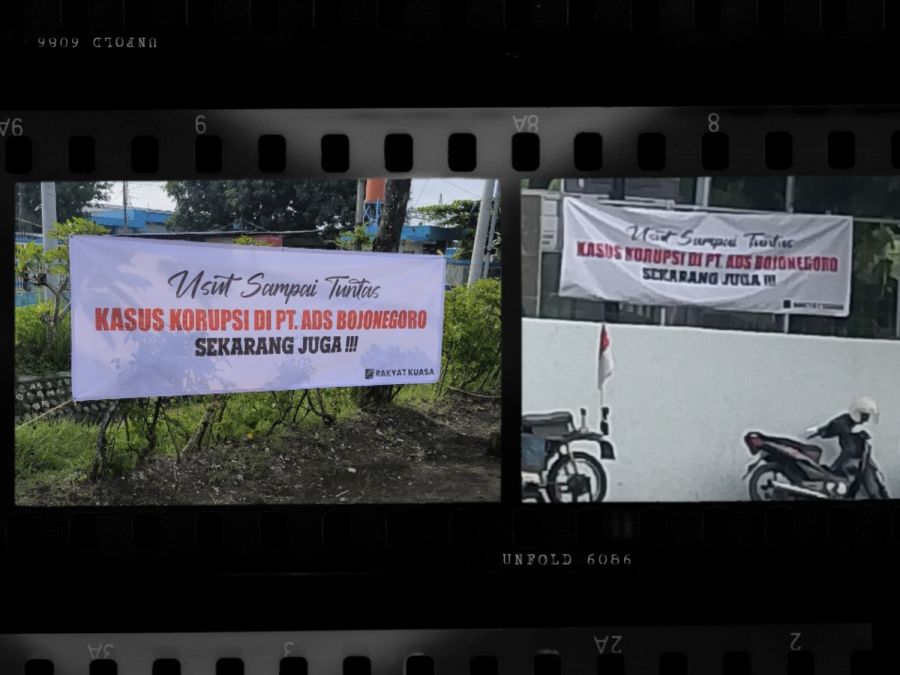 20 Spanduk Penuhi Kota Bojonegoro Usut Tuntas Korupsi PT ADS Sekarang Juga