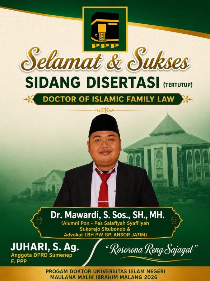 Anggota DPRD Sumenep Fraksi PPP Apresiasi Keberhasilan Mawardi Menyelesaikan Pendidikan Doktoral