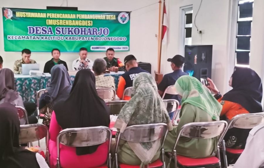 Babinsa Kalitidu Bojonegoro Hadiri Musrenbang Desa Sukoharjo