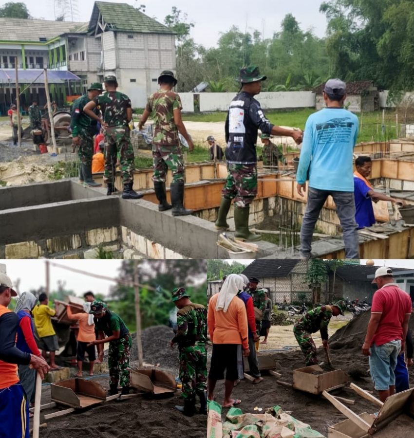 Babinsa Kepohbaru Kodim 0813 Bojonegoro Bantu Percepatan Pembangunan Ponpes Mambaul Falah Brangkal