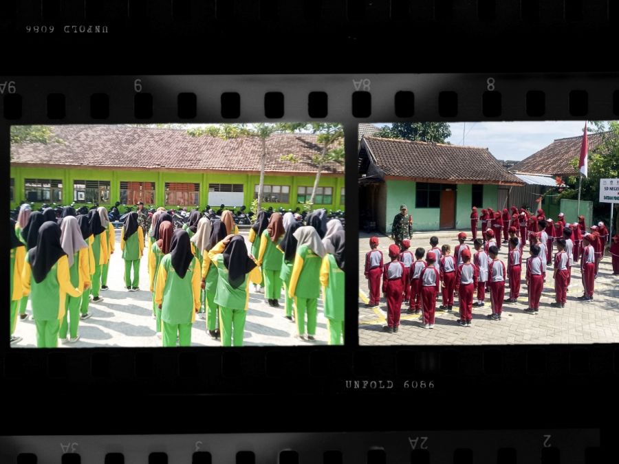 Babinsa Kodim 0813 Bojonegoro Bekali Ratusan Pelajar dengan Wasbang dan PBB