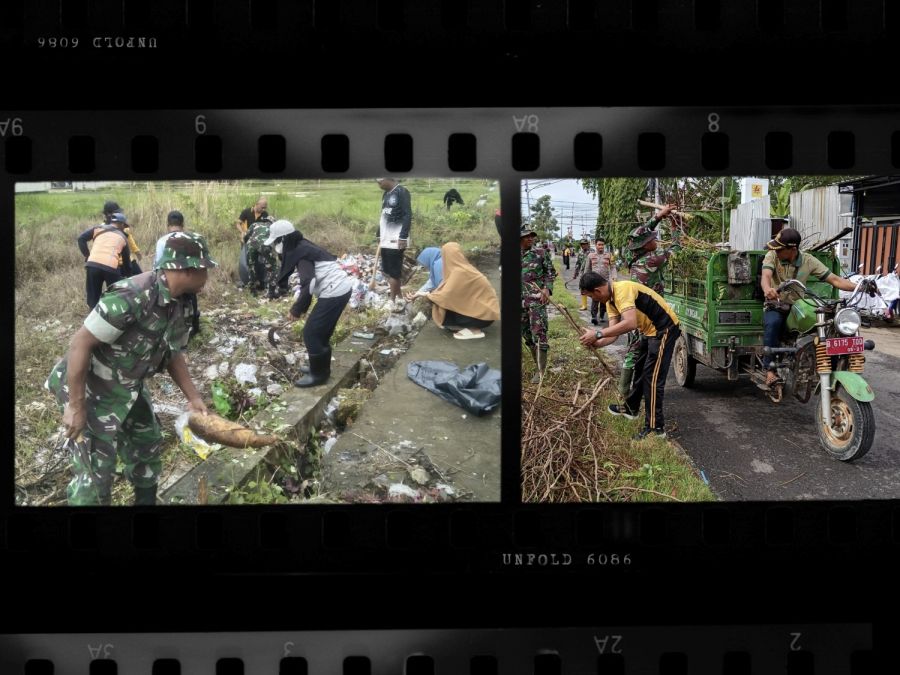 Babinsa Kodim 0813 Bojonegoro dan Masyarakat Karya Bakti Serentak Membersihkan Lingkungan