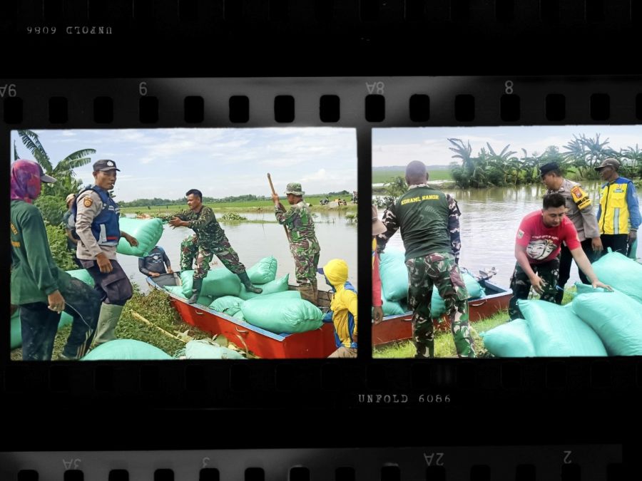 Babinsa Koramil Kanor Kodim 0813 Bojonegoro Perbaiki Tanggul Ambrol di Desa Kedungprimpen