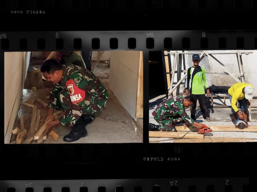 Babinsa Koramil Temayang Kodim 0813 Bojonegoro, Bantu Perbaiki Rumah Warga Desa Ngujung