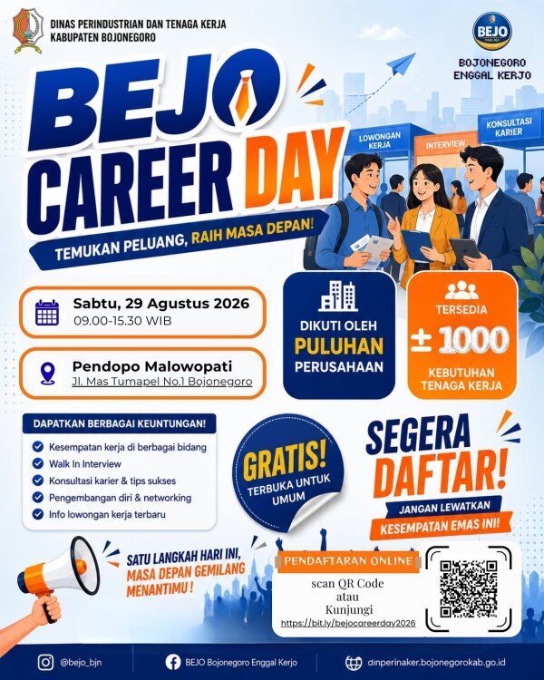 BEJO CAREER DAY 2026 Segera Digelar, Ada 1.000 Loker Bagi Warga Bojonegoro dari Puluhan Perusahaan