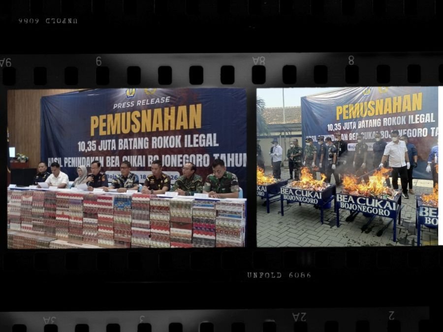 Bupati Bojonegoro Hadiri Pemusnahan Jutaan Batang Rokok llegal di Bea Cukai