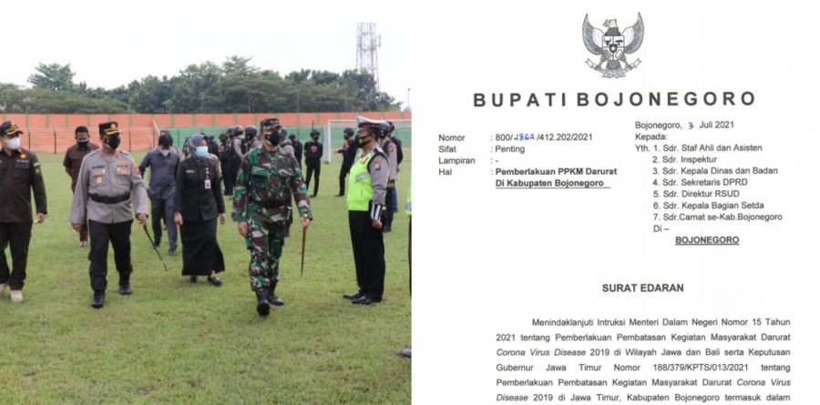 Bupati Bojonegoro Resmi Keluarkan Surat Edaran  Pemberlakuan PPKM Darurat