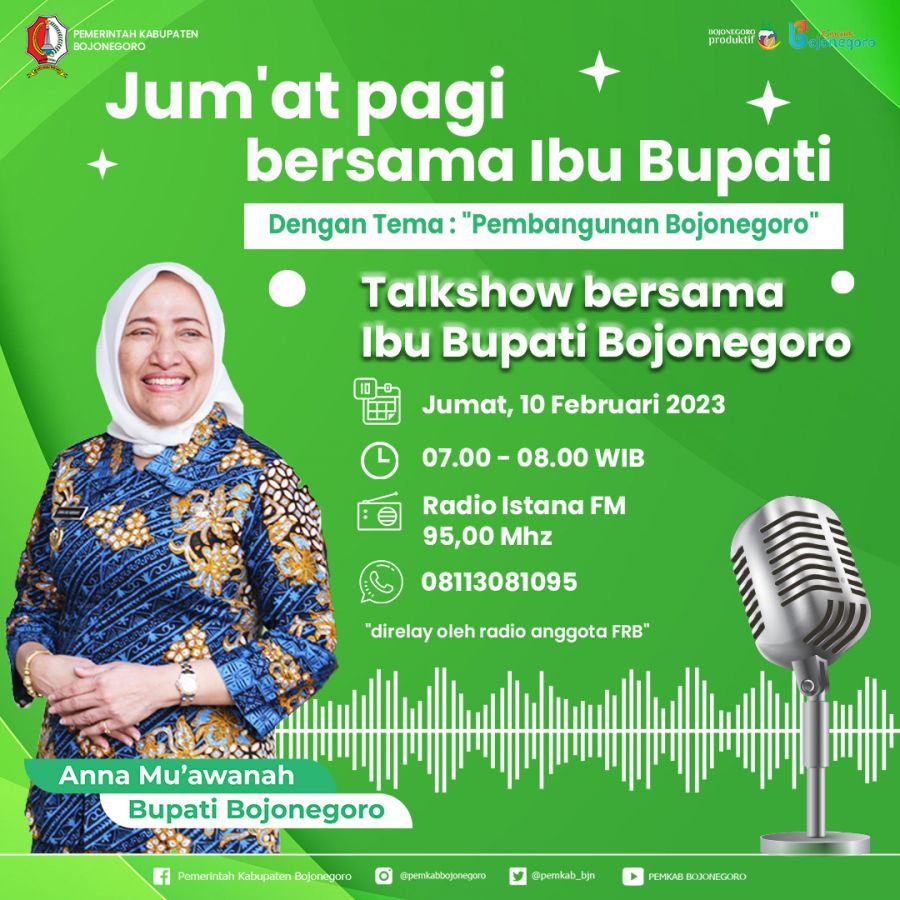 Bupati Bojonegoro Talkshow di Radio Jawab Pertanyaan Warga Seputar Pembangunan 