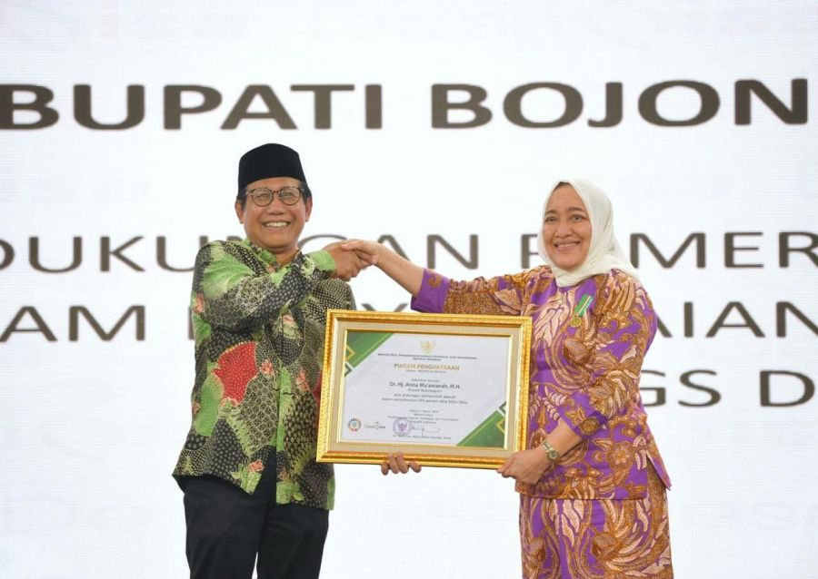 Bupati Bojonegoro Tuntaskan SDGs Desa, Raih Penghargaan dari Kementerian Desa PDTT