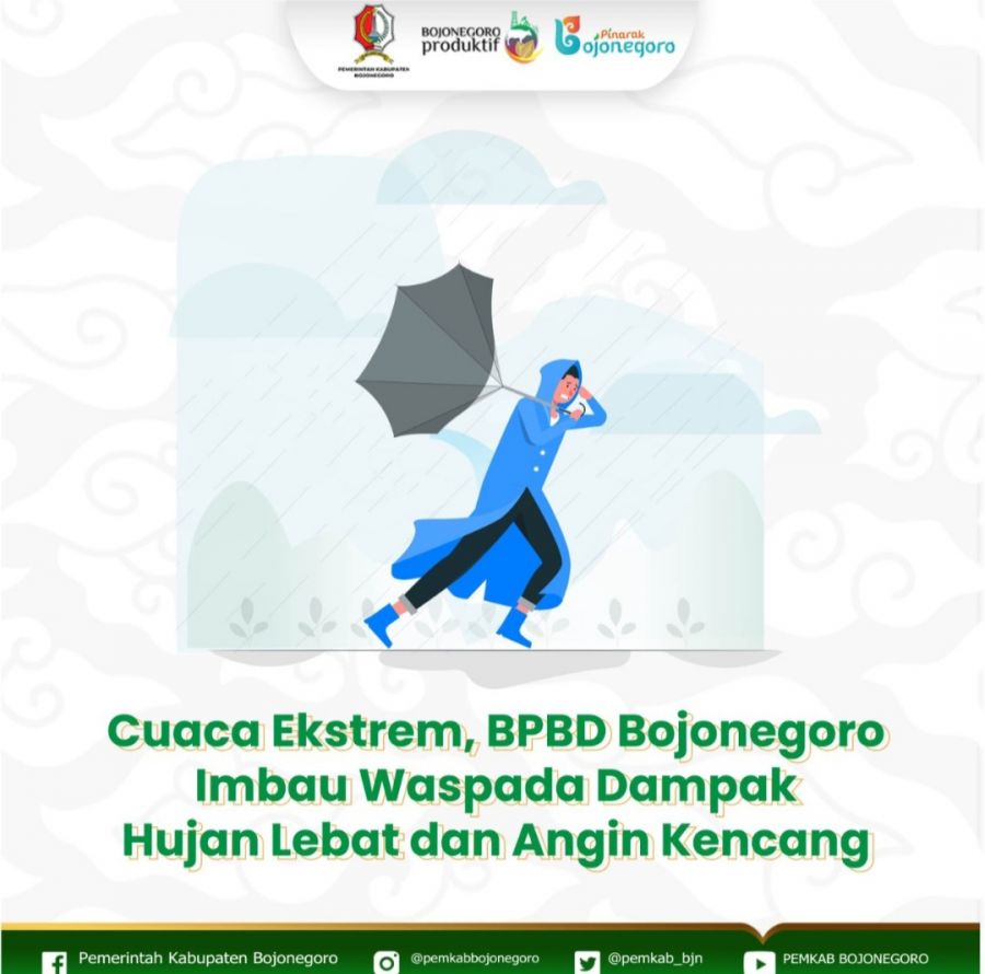 Cuaca Ekstrem, BPBD Bojonegoro Imbau Waspada Dampak Hujan Lebat dan Angin Kencang