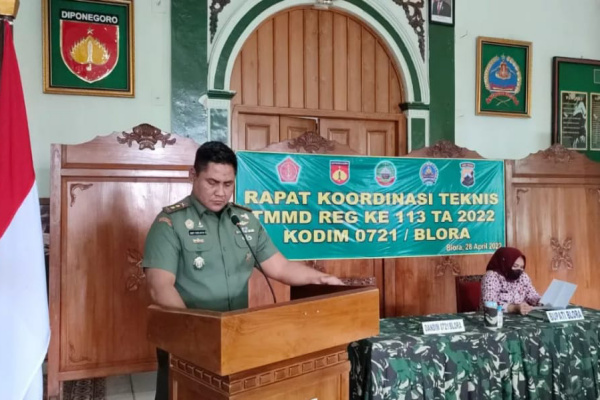 Dandim 0721/Blora Pimpin Rakortek Pelaksanaan TMMD Reguler ke-113 TA 2022