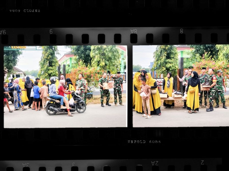 Danramil Kasiman Kodim 0813 Bojonegoro bersama Anggota bagikan Takjil Menjelang Buka Puasa