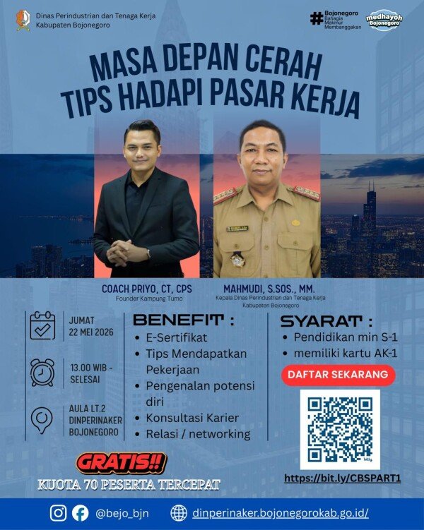 Disperinaker Bojonegoro Akan Gelar Seminar Tips Hadapi Pasar Kerja Bagi Fresh Graduate Sarjana