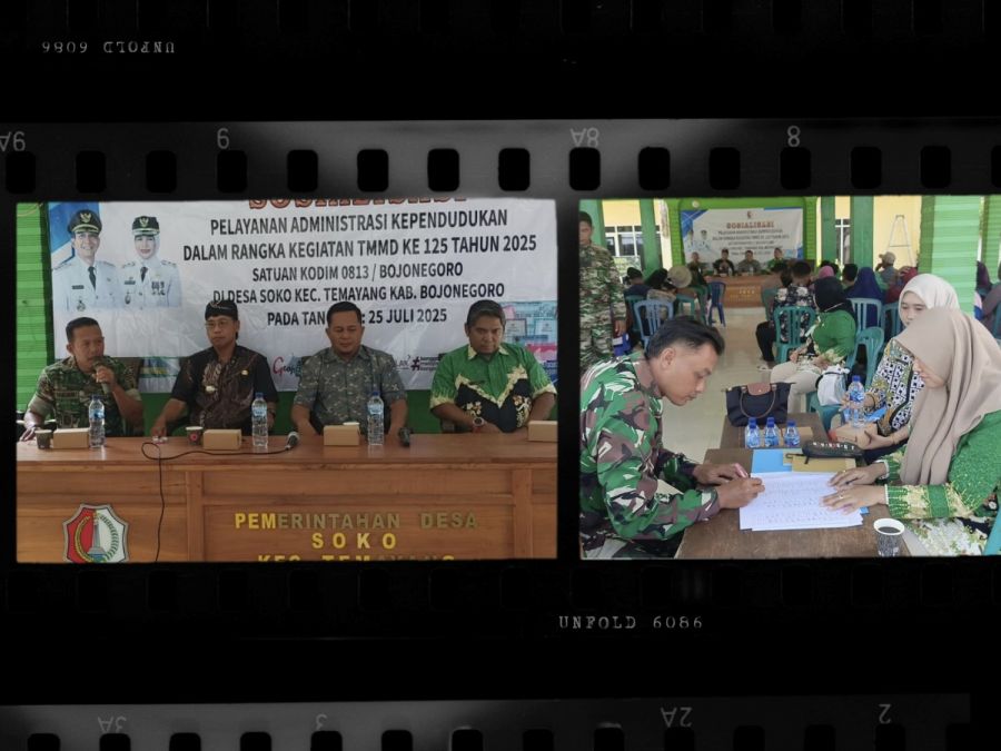 Dukung TMMD 125 Kodim 0813 Bojonegoro Pemkab Gelar Sosialisasi Adminduk di Desa Soko Temayang 