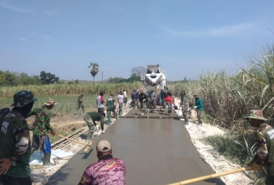 Hari Minggu Satgas TMMD ke114 Tetap Ngebut Pengerjaan Fisik Maupun Nonfisik