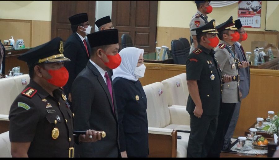 HUT Ke-77 RI, Bupati Anna dan Jajaran Forkopimda Dengarkan Pidato Kenegaraan Presiden Joko Widodo 