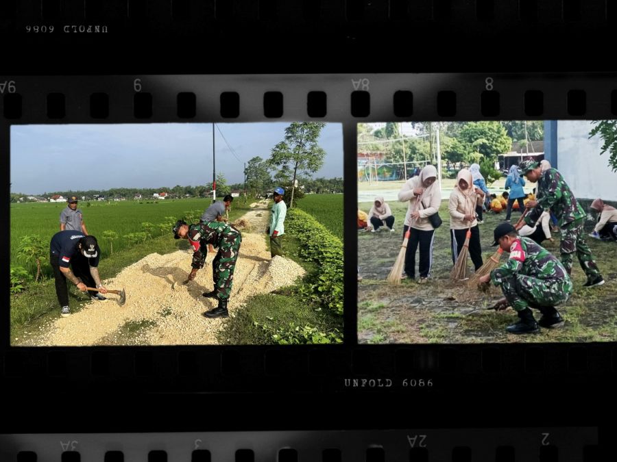Jajaran Babinsa Kodim 0813  Bojonegoro Karya Bakti Bersama Masyarakat