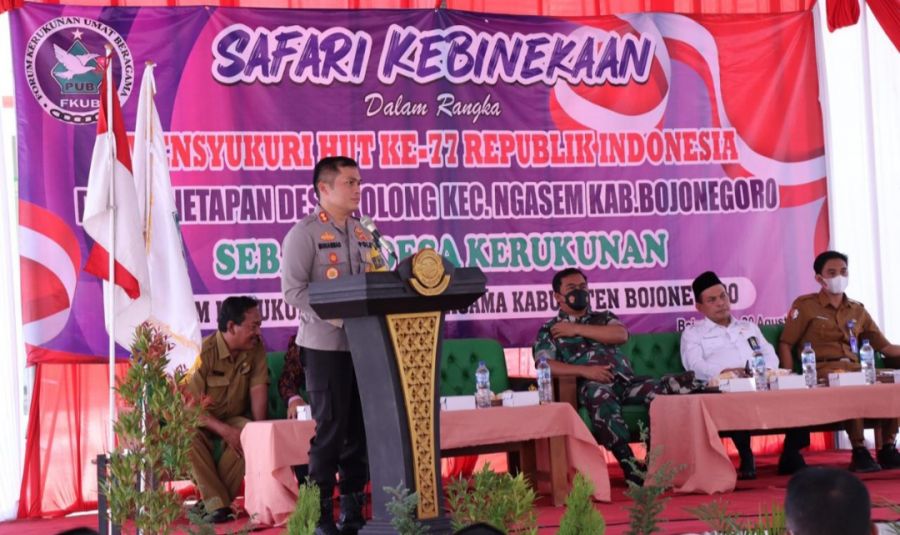 Kapolres Bojonegoro Hadiri Giat Safari Kebhinekaan dan Penetapan Desa Kerukunan