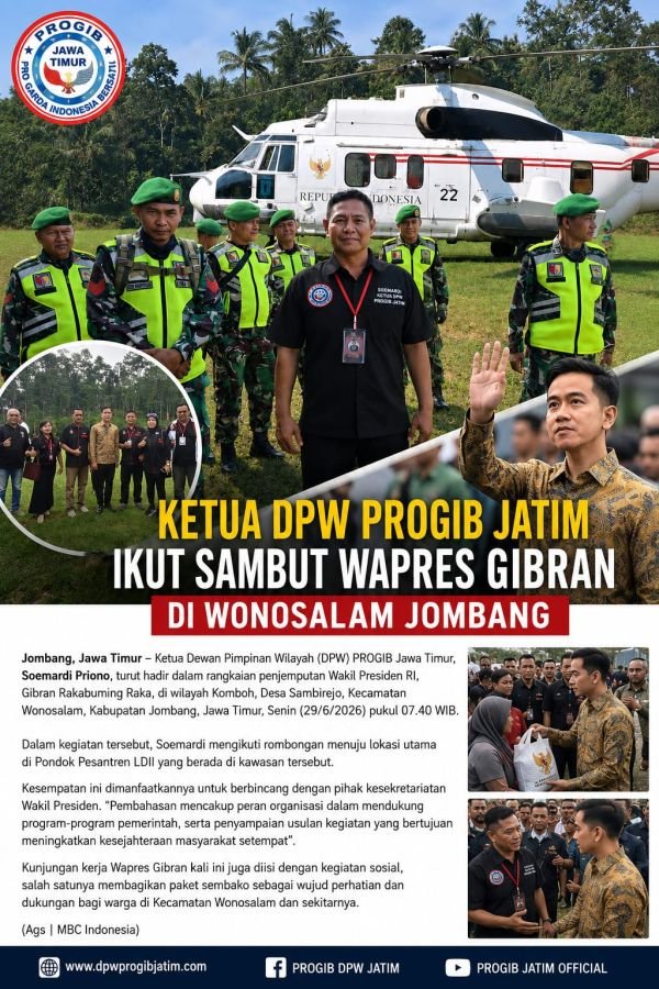 Ketua DPW PROGIB Jatim Ikut Sambut Wapres Gibran di Wonosalam Jombang