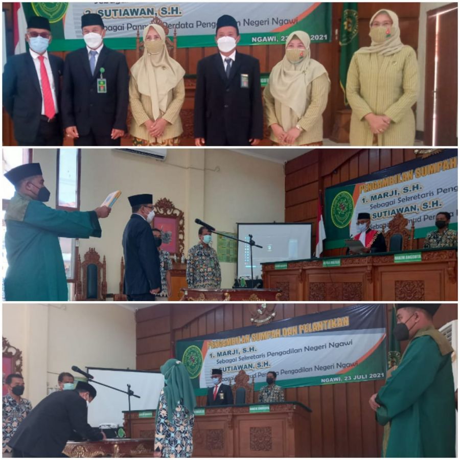 Ketua PN Ngawi Pimpin Pengambilan Sumpah Pelantikan Panmud dan Sekretaris PN
