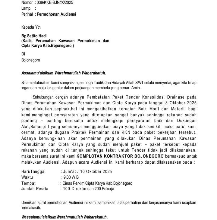 KKB Bakal Audensi Dengan Dinas PKPCK Bojonegoro