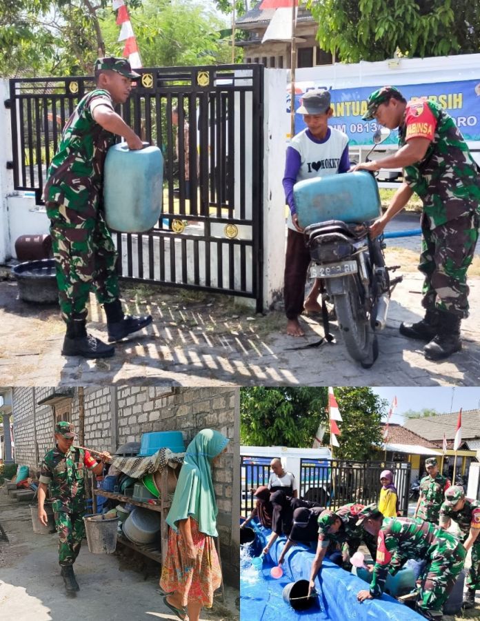Kodim 0813 Bojonegoro Kembali Salurkan Air Bersih untuk Warga Diwilayah Binaan