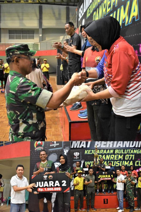 Kodim Pekalongan Juara Bukutangkis Danrem 071/Wijayakusuma Cup