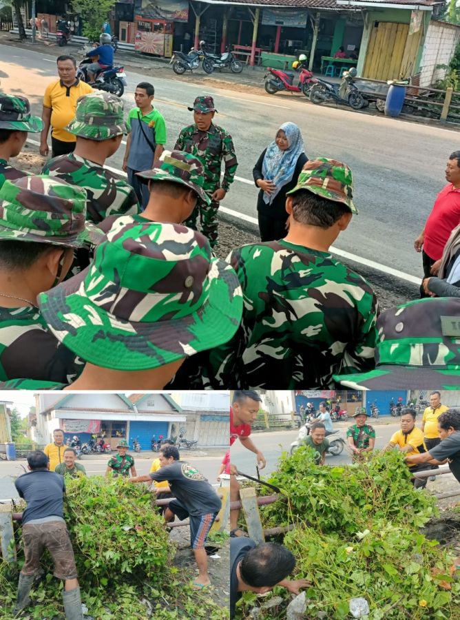 Kompak Sinergitas Tni Polri Lakukan Kerja Bakti Bersama Warga Purwosari