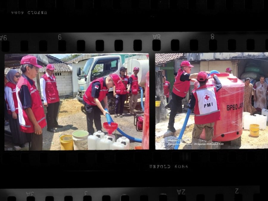 Langkah PMI Bojonegoro Distribusikan Air Bersih Ke Daerah Kekeringan Dapat Apresiasi dari PMI Jatim