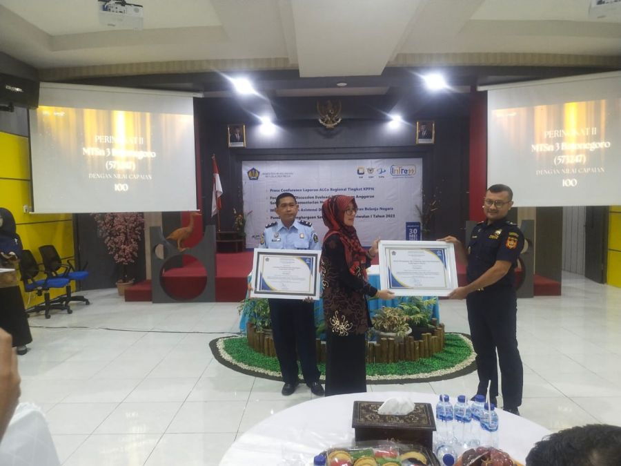 Lapas Bojonegoro Raih Peringkat I Indikator Kinerja Pelaksanaan Anggaran Satker K/L Triwulan I Tahun