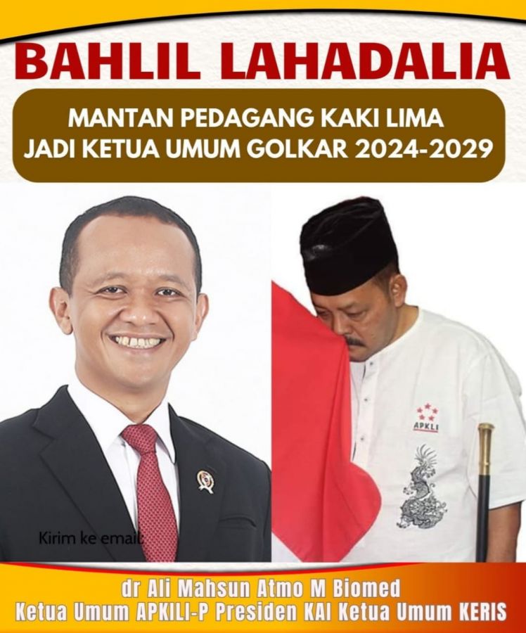 Mantan Pedagang Kaki Lima, Bahlil Lahadalia Jadi Ketum Golkar 