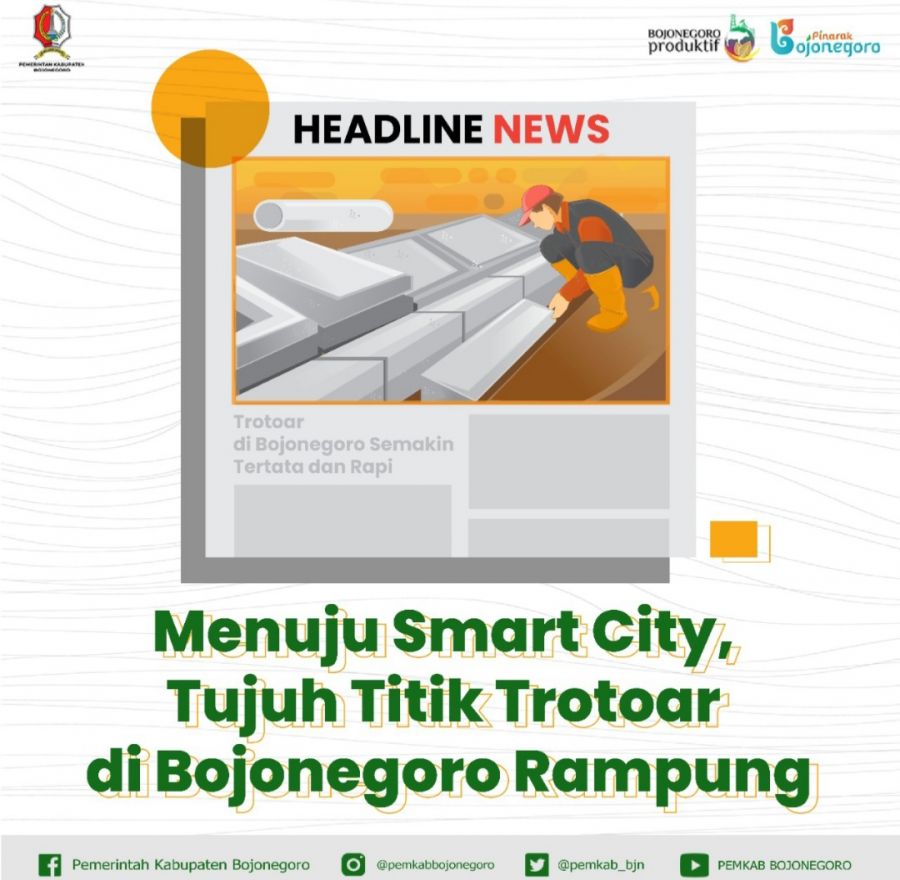Menuju Smart City, Tujuh Titik Trotoar di Bojonegoro Rampung 