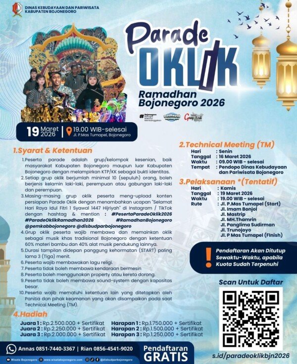 Pemkab Bojonegoro Akan Gelar Parade Oklik 2026