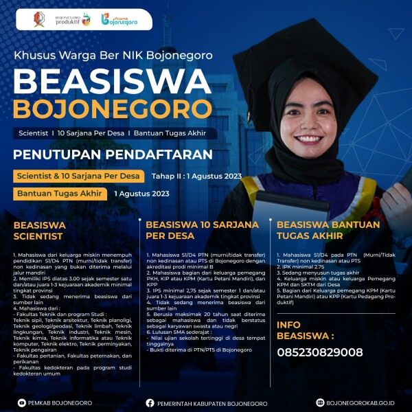 Pemkab Bojonegoro Buka Pendaftaran Beasiswa tahap II Tahun 2023