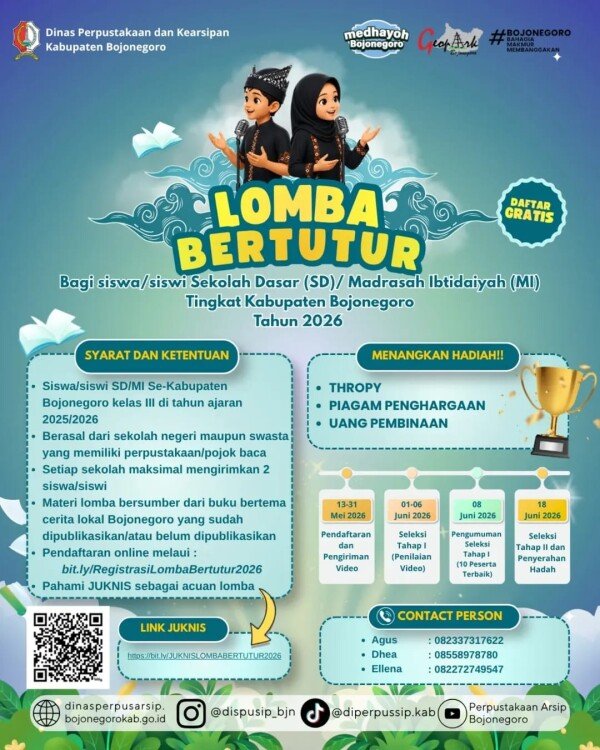 Pemkab Bojonegoro Gelar Lomba Bertutur 2026 Tingkat SD/MI
