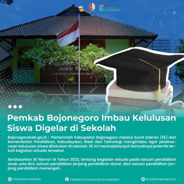 Pemkab Bojonegoro Imbau Kelulusan Siswa Digelar di Sekolah 