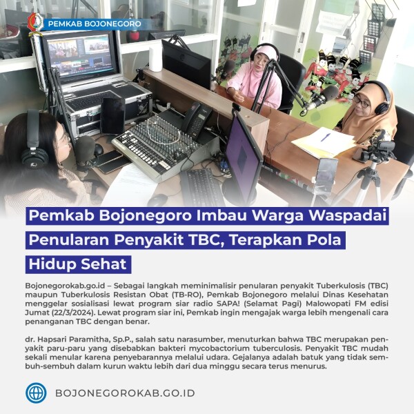 Pemkab Bojonegoro Lewat Sapa Malowopati Imbau Warga Waspadai Penularan Penyakit TB