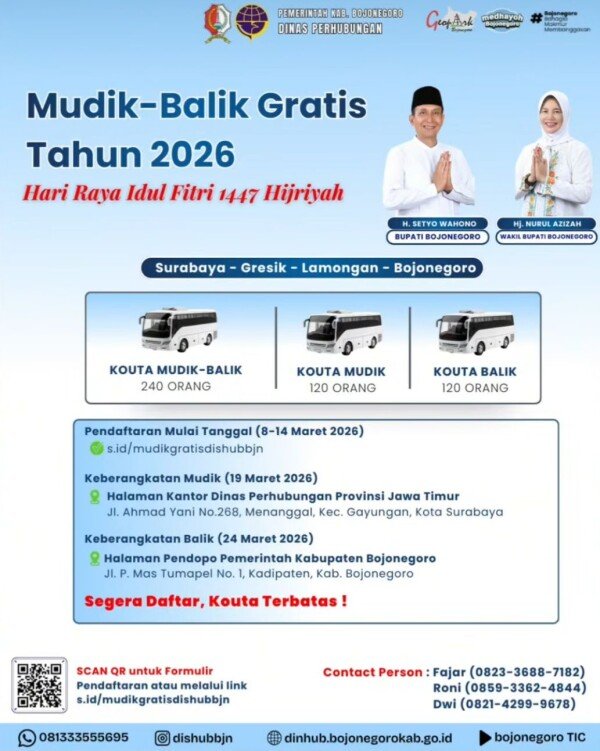 Pemkab Bojonegoro Siapkan Program Mudik-Balik Gratis 2026