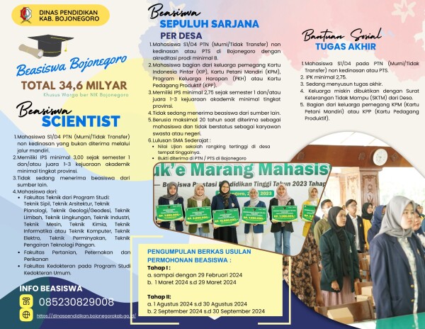 Pemkab Bojonegoro Terus Tingkatkan IPM dan Kembali Beri Tiga Jenis Beasiswa Pendidikan