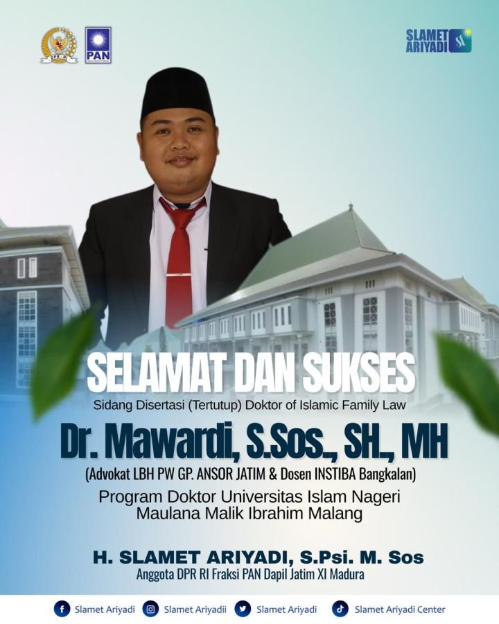 Pemuda Asal Sumenep Madura Tuntaskan Doktoral, Anggota DPR RI Slamet Ariyadi Sampaikan Apresiasi