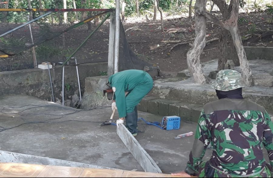 Perawatan besi bagasting setelah dipakai pembangunan jalan rabat beton TMMD 114 Kodim 0812 Lamongan