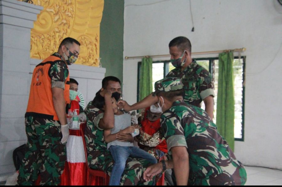 Perdana, Kodim 0812 Lamongan Bersama Poskes Gelar Vaksinasi Anak Usia 6-12 Tahun