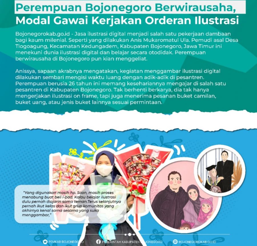 Perempuan Bojonegoro Kreatif Berwirausaha, Modal Gawai Kerjakan Orderan Karya Ilustrasi 