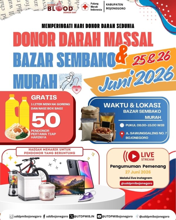 PMI Bojonegoro Akan Gelar Donor Darah dan Pasar Murah