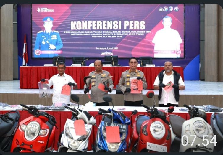 Polda Jatim Ungkap 320 Kasus Kejahatan Jalanan dan 3C Selama Mei 2026