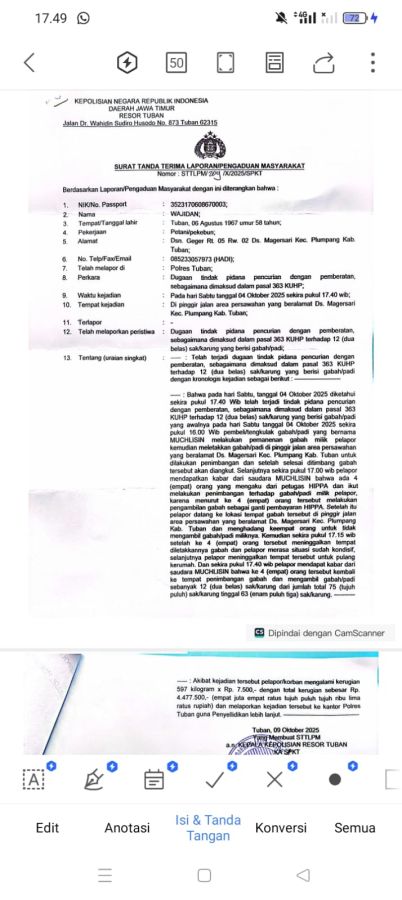 Polemik Hippa di Desa Magersari Tuban : Berlanjut Kasus Dugaan Pencurian Gabah 