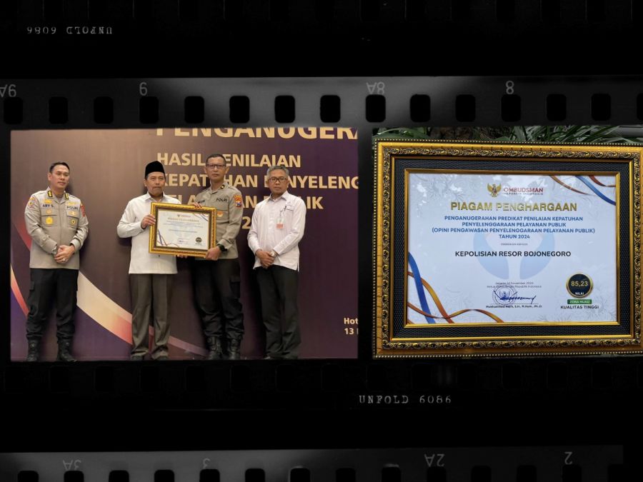 Polres Bojonegoro Meraih Predikat Kualitas Tinggi Pelayanan Publik Terbaik Nasional