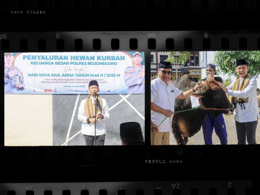 Polres Bojonegoro Salurkan Hewan dan Daging Kurban untuk Warga dan Mitra Kepolisian