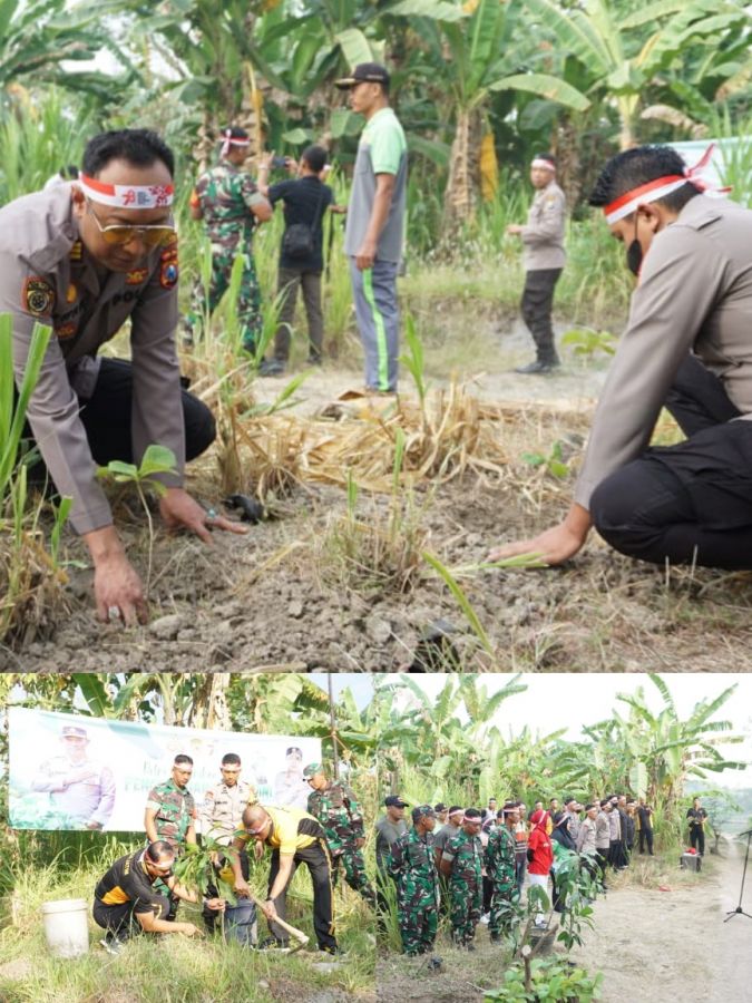 Polri Lestarikan Negeri, Polres Bojonegoro Tanam Pohon Secara Serentak