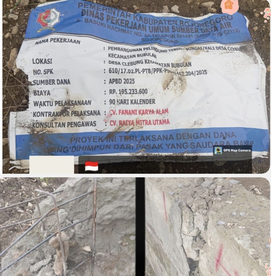 Proyek Pelindung Tebing Sungai di Desa Clebung Diduga Dikerjakan Asal-asalan